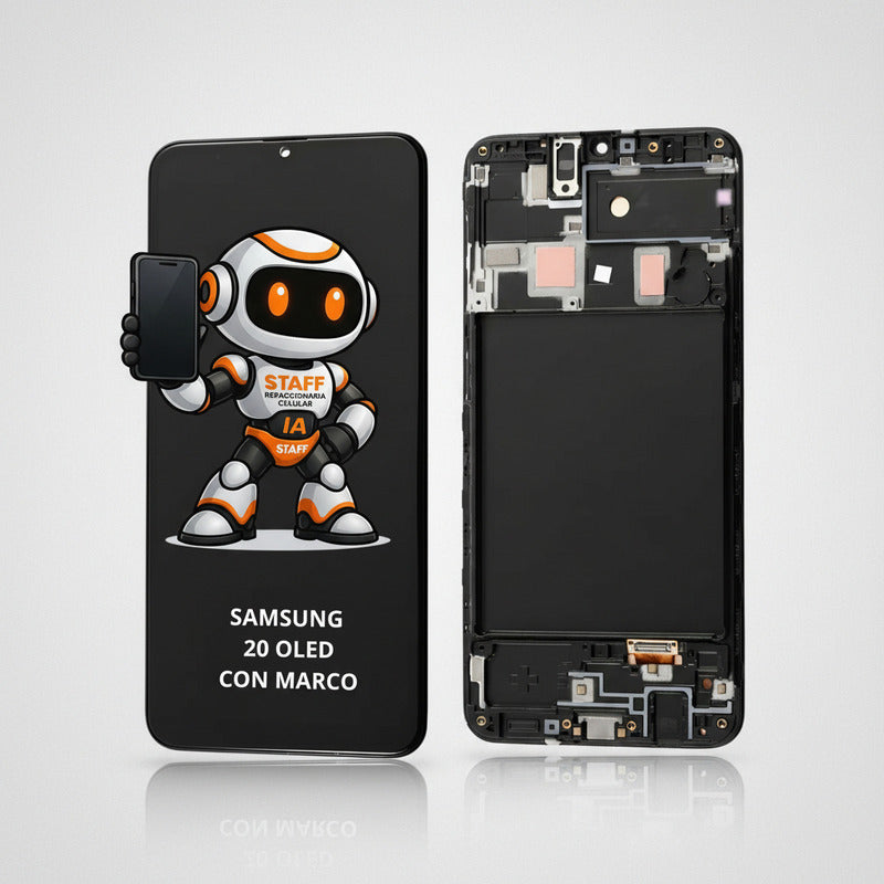 Pantalla Samsung A20 Oled Con Marco A205 Calidad Premium Negro