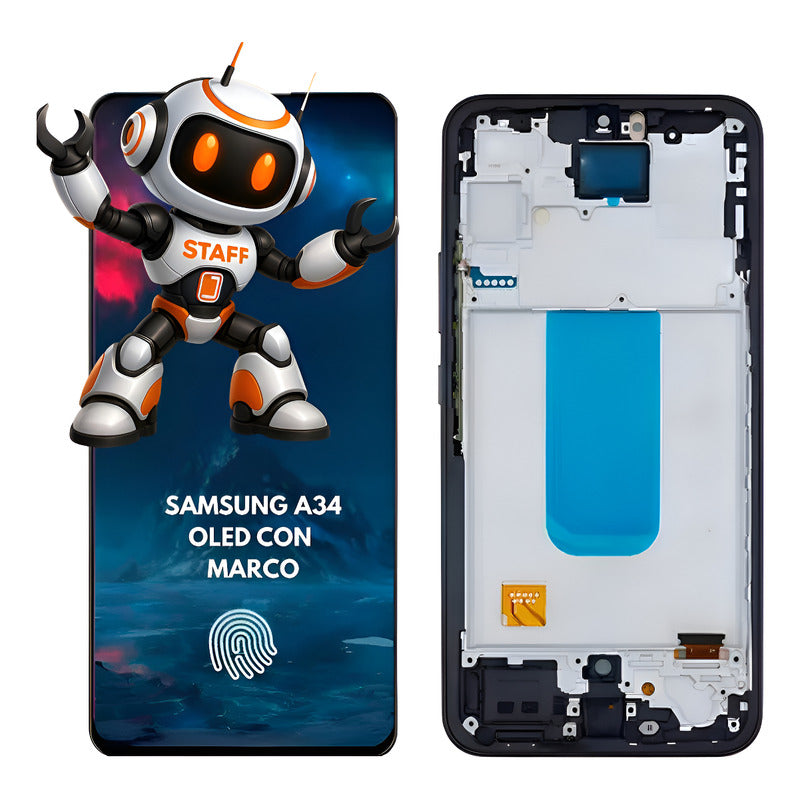Pantalla Samsung A34 Oled Con Marco Premium Negro