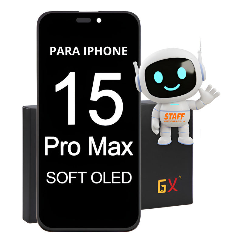 Pantalla iPhone 15 Pro Max Soft OLED GX Negra | Display + Táctil