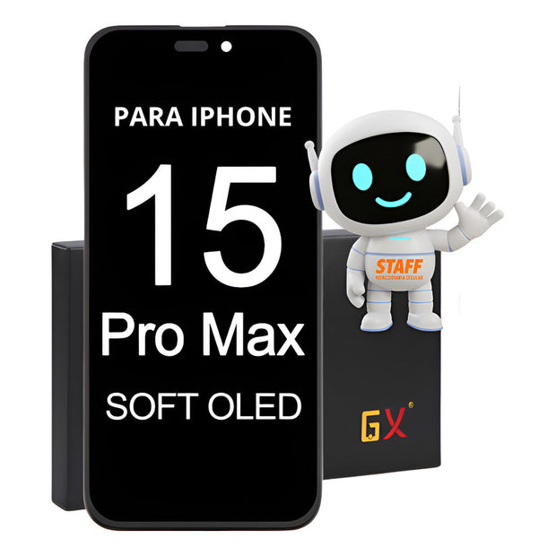 Pantalla iPhone 15 Pro Max Soft OLED GX Negra | Display + Táctil